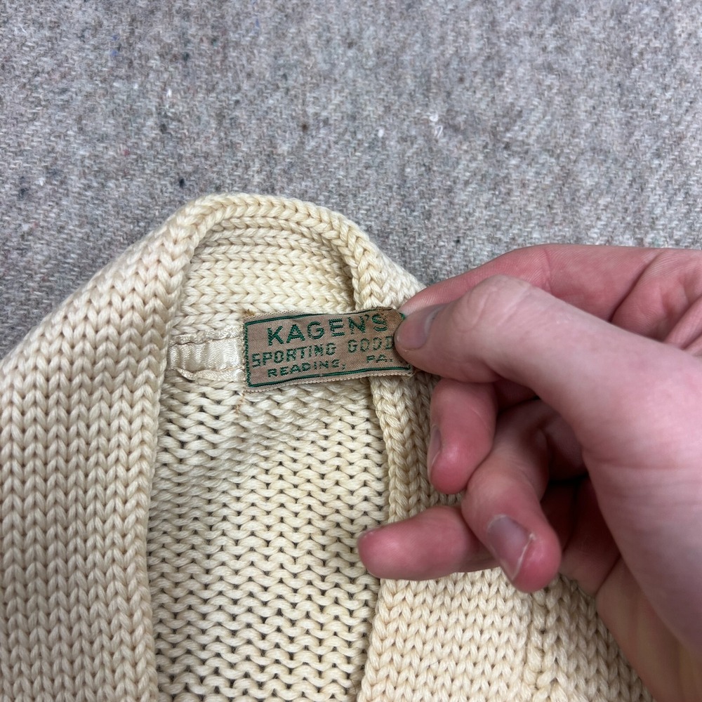 Vintage Letterman Cardigan Mens Medium White 1940s Kagen's - Picture 7 of 12